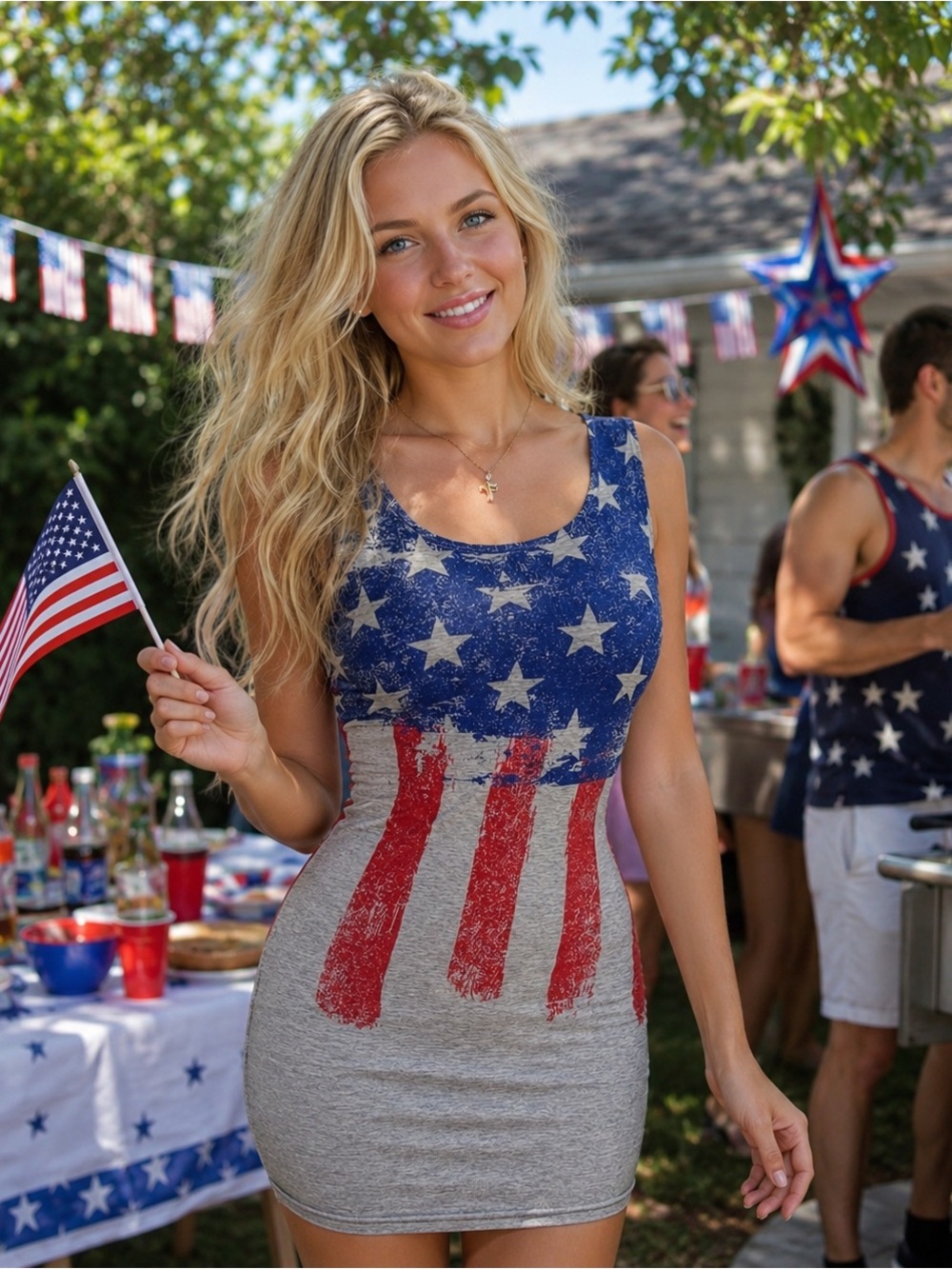 🇺🇸 Vintage Y2k USA American flag dress🇺🇸